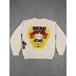 Civil Regime Sweatshirt Mens Large Butter Burn Away Crewneck Fleece Graphic New